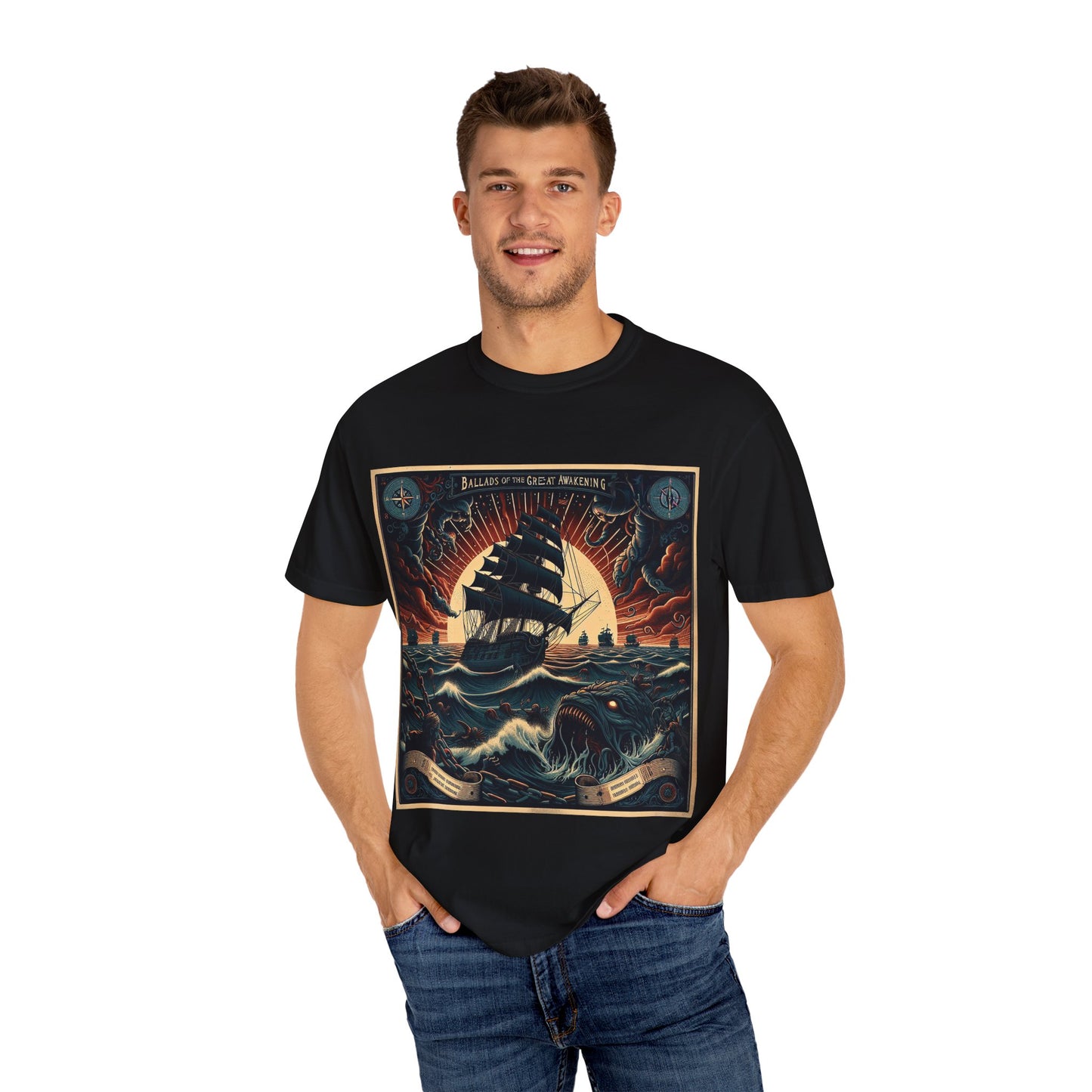 Ballads of the Great Awakening - Album Merchandise T-shirt - Nautical Design for Travel Enthusiasts