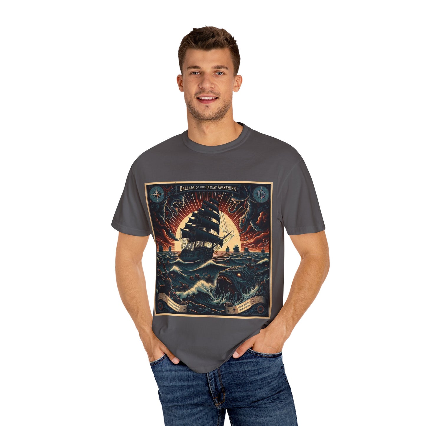 Ballads of the Great Awakening - Album Merchandise T-shirt - Nautical Design for Travel Enthusiasts